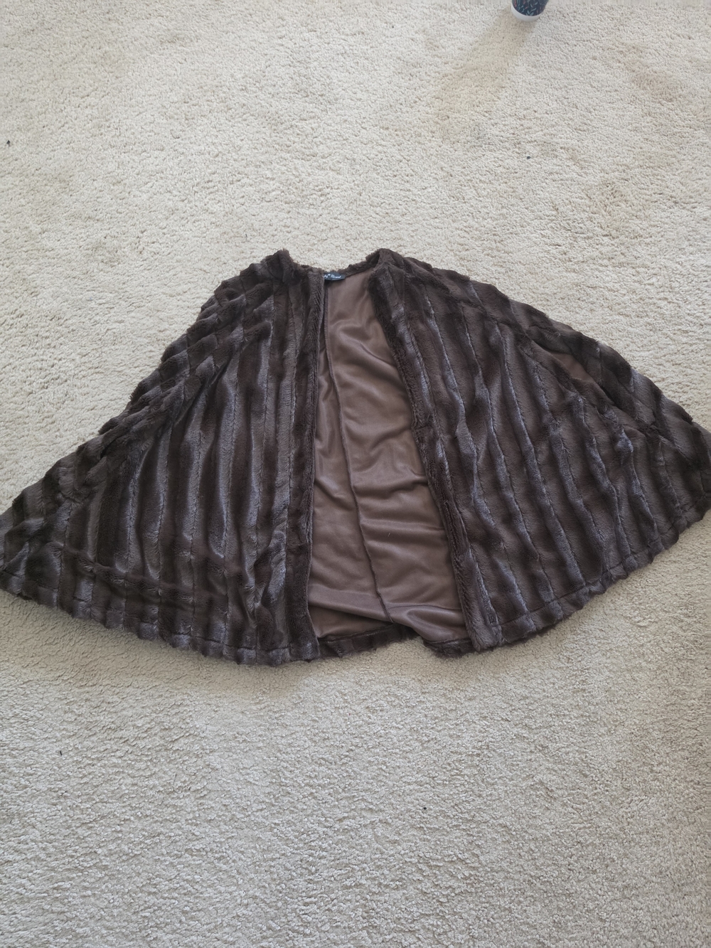 Slinky Brand Brown Faux Fur Cape Poncho